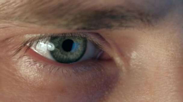 extrémní zblízka oko člověka pracovat na notebooku v noci - Záběry, video