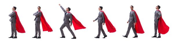 Супергероя бизнесмена изолировали на белом  - Фото, изображение