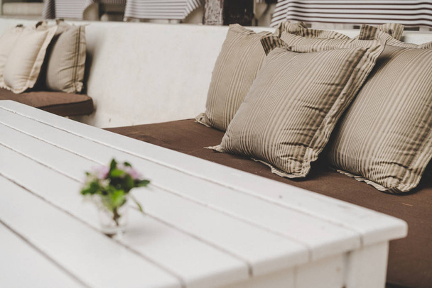 Comfortable pillow on sofa decoration outdoor patio - Fotografie, Obrázek