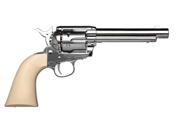 classic pistol revolver isolated on white background - Zdjęcie, obraz