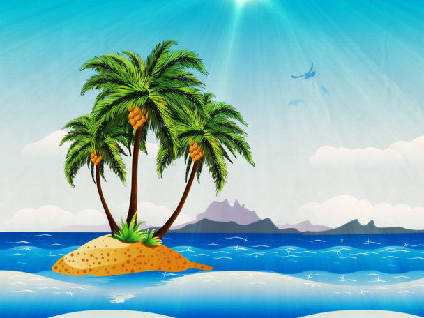 Grunge isla tropical en el océano
 - Foto, imagen