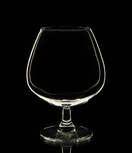 Empty glass wine on black background.  - Фото, зображення