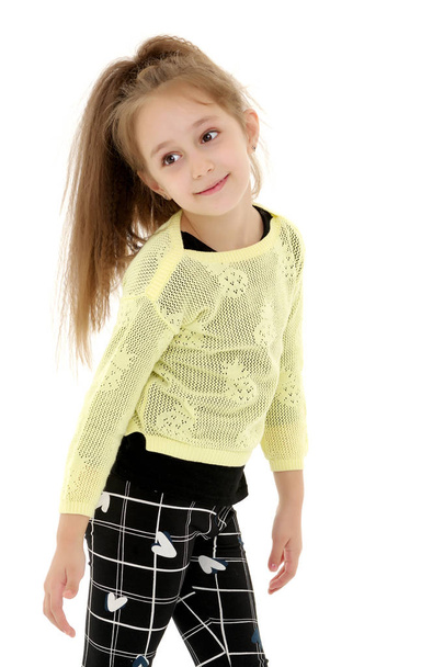 Little girl posing in the studio. Close-up. - Photo, image
