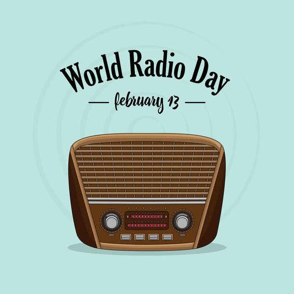 Vintage international radio day banner on light background. - Vector, afbeelding