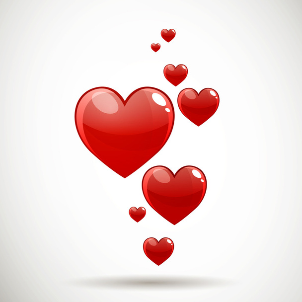 Decorative Red Hearts - Vector, Image
