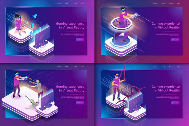 Изометрический набор Gaming Experience в виртуальной реальности
 - Вектор,изображение