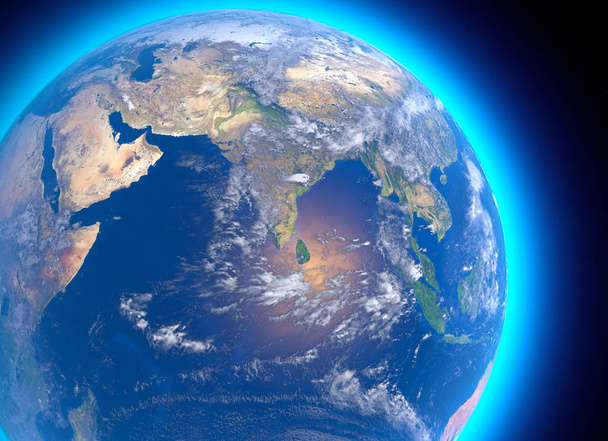 Mapa físico del mundo, vista satelital de la India. Asia. Globo. Hemisferio. Relieves y océanos. renderizado 3d. Elementos de esta imagen son proporcionados por la NASA
 - Foto, Imagen