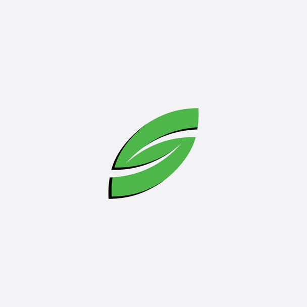 зеленый лист буквы с иконкой символа вектора дизайн
 - Вектор,изображение