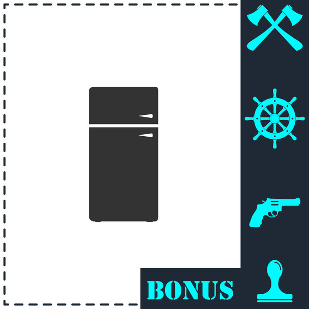 Hűtőszekrény ikon lapos. Egyszerű vektor szimbólum és bónusz ikon - Vektor, kép
