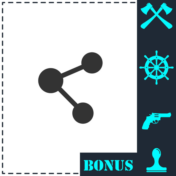 Compartir icono plano. Símbolo de vector simple e icono de bonificación
 - Vector, Imagen
