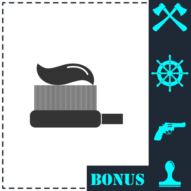 Brosse à dents avec icône Dentifrice plat. Symbole vectoriel simple et icône bonus - Vecteur, image