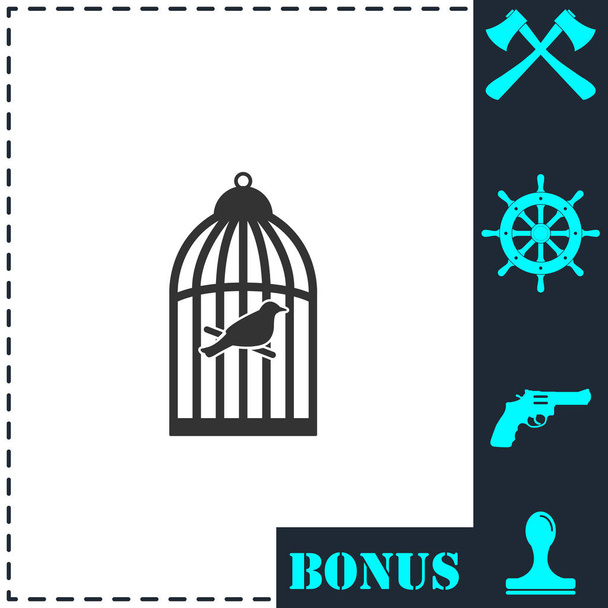 Icono de jaula de pájaro plano. Símbolo de vector simple e icono de bonificación
 - Vector, Imagen