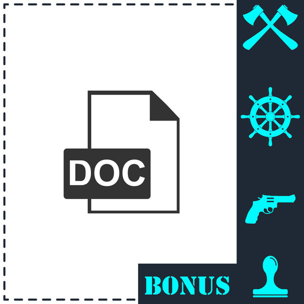 DOC-tiedoston kuvake tasainen. Yksinkertainen vektori symboli ja bonus kuvake - Vektori, kuva