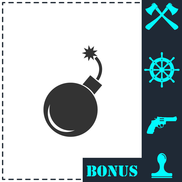 Bomba ikon lapos. Egyszerű vektor szimbólum és bónusz ikon - Vektor, kép