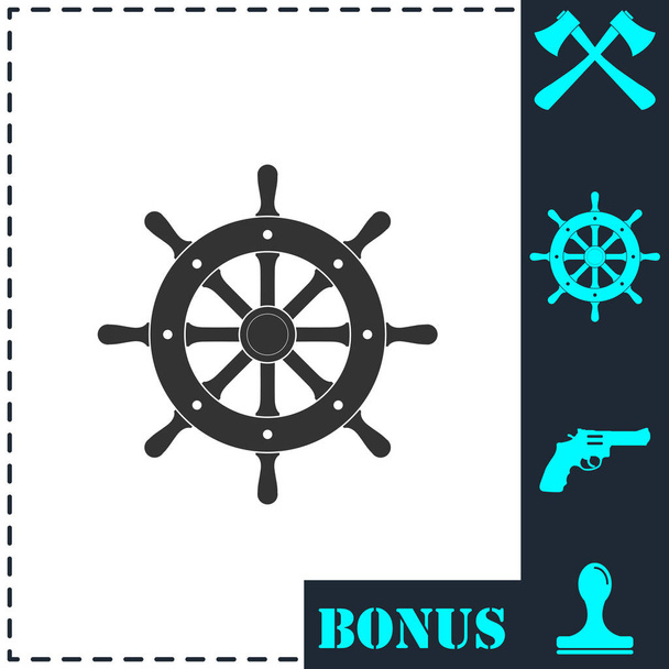 Rudder icon flat. Simple vector symbol and bonus icon - Vector, Image