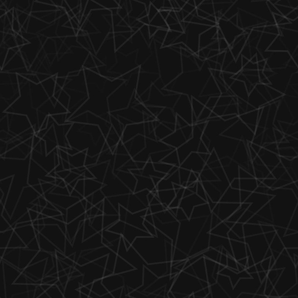 Siyah ve gri renklerde yıldız rasgele düzenlenmiş kontür soyut seamless modeli - Vektör, Görsel