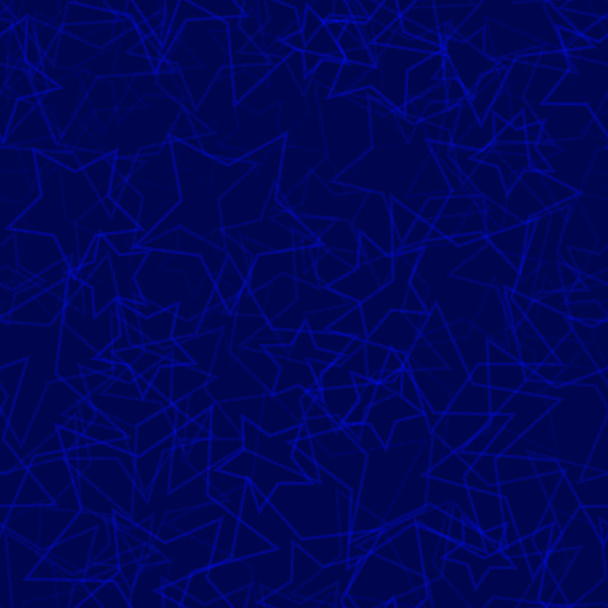 Abstracte naadloze patroon van willekeurig gerangschikt contouren van de sterren in de blauwe kleuren - Vector, afbeelding