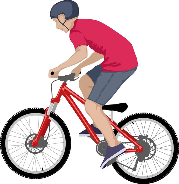 isolated male doing bike trick - Vector, Image