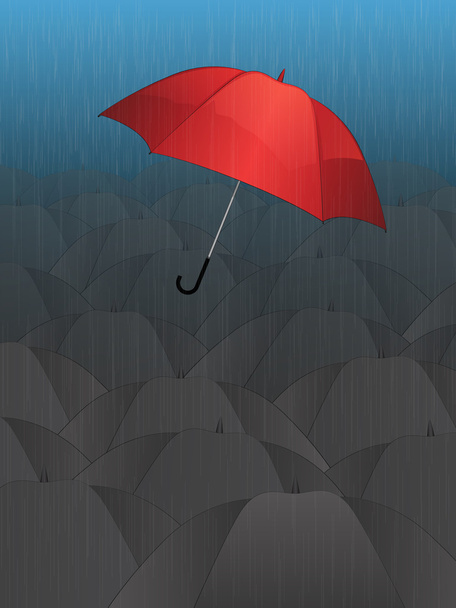 Lentävä yhden punainen sateenvarjo
 - Vektori, kuva