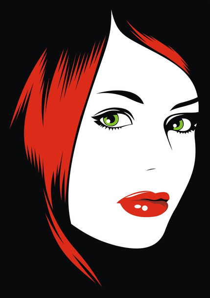 easy face of girl with red lips - Vector, Imagen