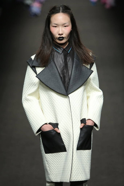 A model displays a new creation at the W by WenJun fashion show during the Shanghai Fashion Week Fall/Winter 2015 in Shanghai, China, 8 April 2015. - Φωτογραφία, εικόνα