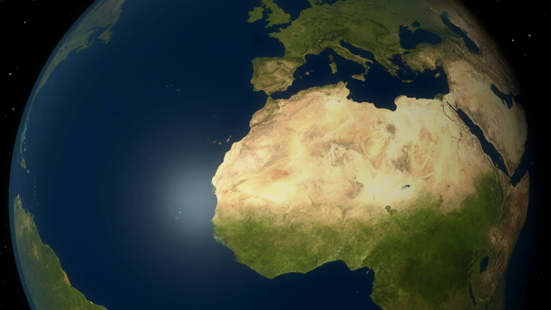 Zoomaa Eurooppaan. 3D Animaatio korkea yksityiskohtainen NASA kuvia maapallon
. - Materiaali, video