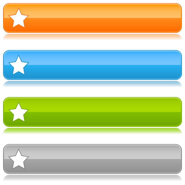 Глянцеві кольорові закруглені кнопки з символом зірки на білому
 - Вектор, зображення