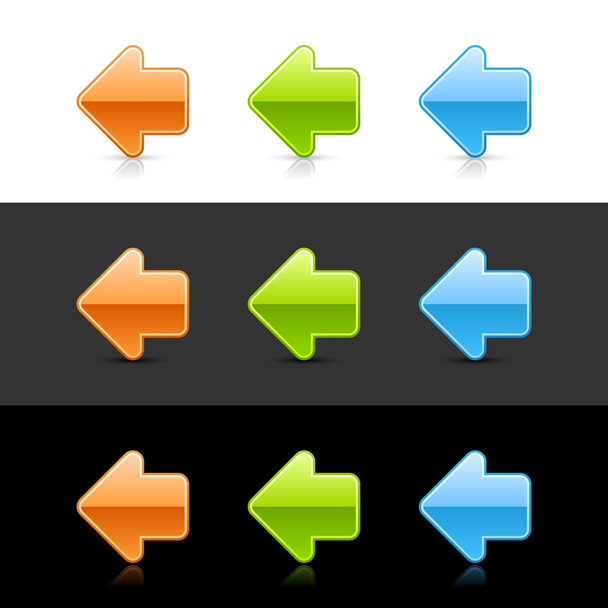 kleur glanzend pijl links pictogram web 2.0 knoppen - Vector, afbeelding