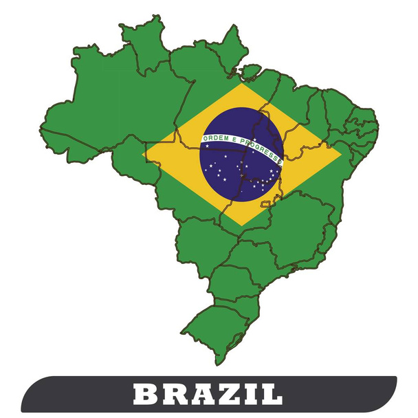 Brazília Térkép és a Brazil zászló, Brazília zászló segítségével háttér - vektor - Vektor, kép