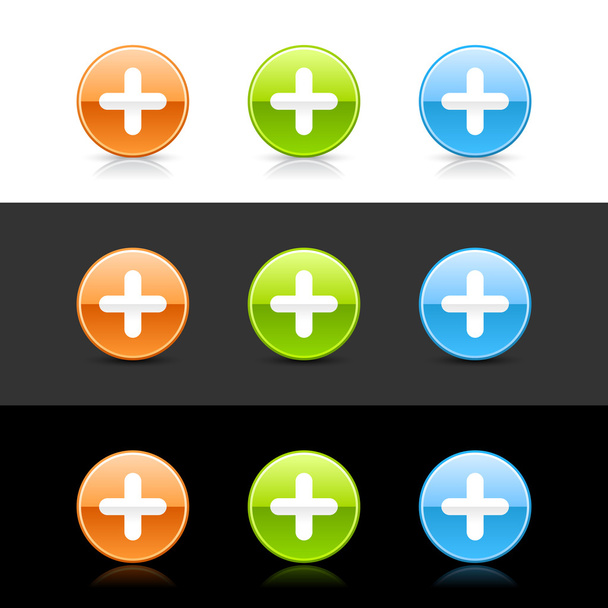 γυαλιστερό χρώμα web 2.0 κουμπιά με το σύμβολο "συν" - Διάνυσμα, εικόνα