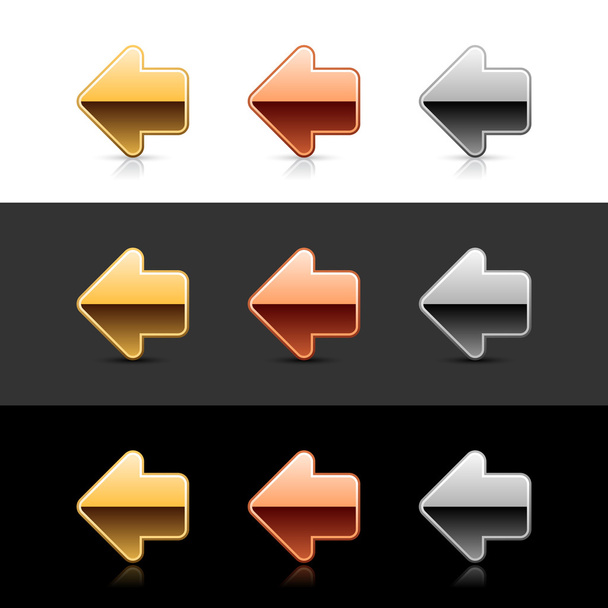 Flèche en métal icône gauche boutons web 2.0
 - Vecteur, image