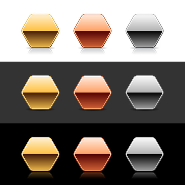 Розкішні металеві шістнадцяткові знаки веб 2.0 кнопки
 - Вектор, зображення