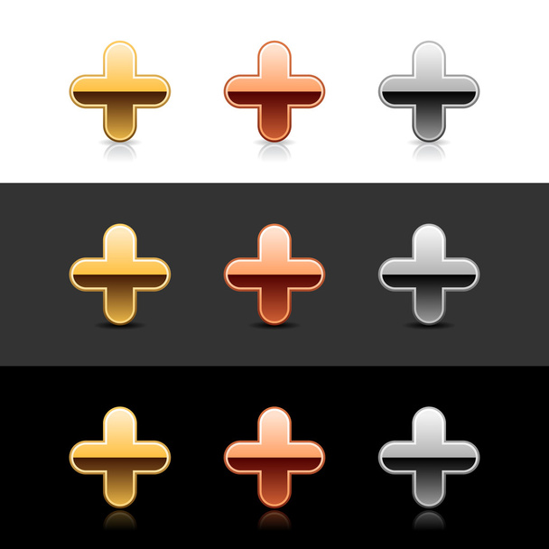Metal de luxo mais sinalização web 2.0 botões
 - Vetor, Imagem