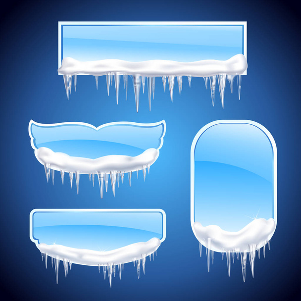 Buz sarkıtları çerçeveler gerçekçi Icon Set - Vektör, Görsel