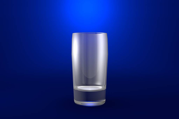 alcohol free drinks ordinary glass on blue vivid background - drinking glass render, 3D illustration - Foto, afbeelding