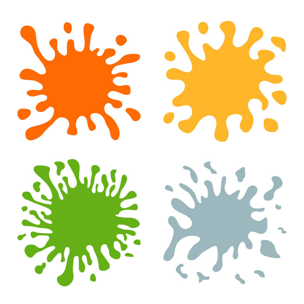 Conjunto de cuatro salpicaduras de pintura dibujada a mano multicolor
 - Vector, Imagen