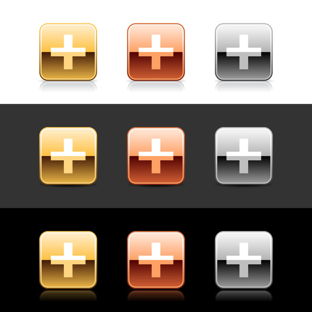 μεταλλικά web 2.0 κουμπιά με σταυρό σημάδι - Διάνυσμα, εικόνα