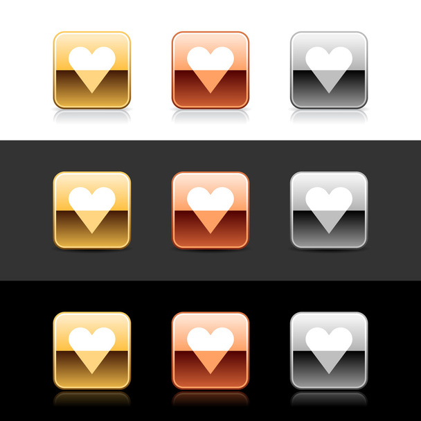 Metal web 2.0 botões com sinal de coração
 - Vetor, Imagem