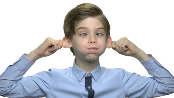 Preteen boy making funny face grimace. - Footage, Video
