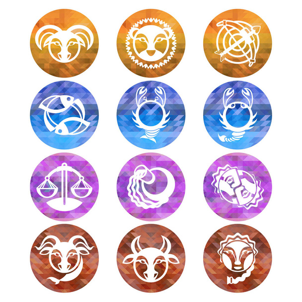 Horoszkóp, asztrológia szimbólumok, fehér rajzfilm-horoszkóp - Vektor, kép