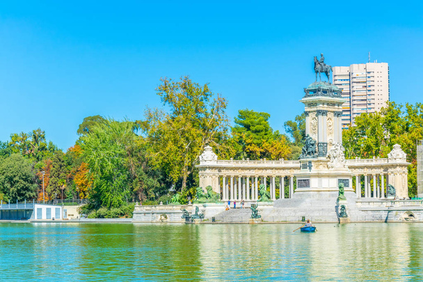 The Monument to King Alfonso XII is located in Buen Retiro Park, Madrid, Spain - Photo, Image