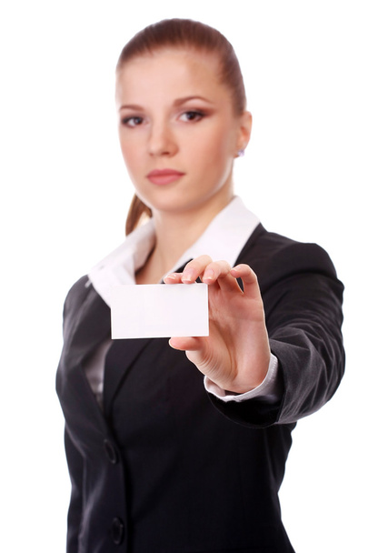 Empresaria con tarjeta blanca
 - Foto, Imagen