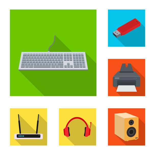 Vector illustration of laptop and device sign. Set of laptop and server vector icon for stock. - Vektor, kép
