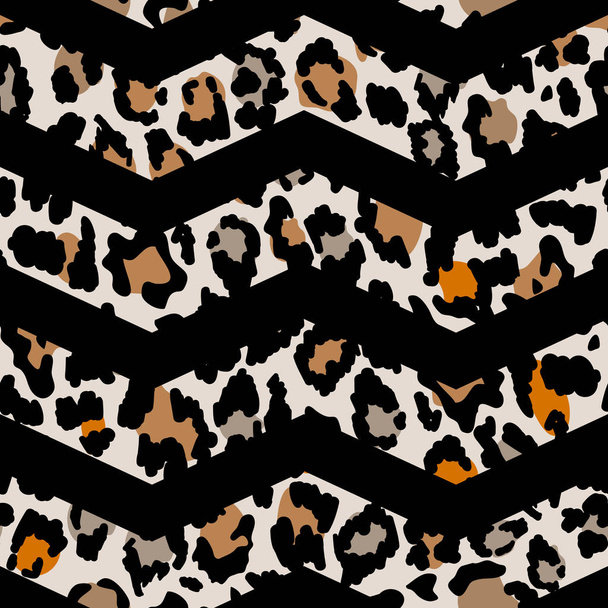 Leopard seamless pattern design, vector illustration background. Leopard print pattern. 80s opulence. Trendy hand drawn textures. Modern abstract design for paper, cover, fabric, interior decor - Vetor, Imagem