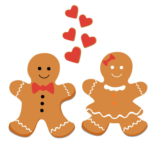gingerbread cookie valentines day - Vector, Image