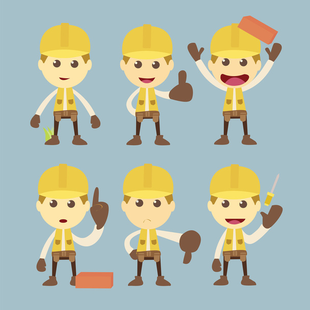 Industrial Construction Worker conjunto de personagens cartoon
 - Foto, Imagem