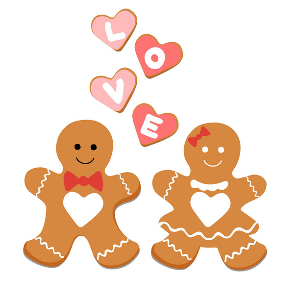 gingerbread cookie valentines day - Вектор,изображение