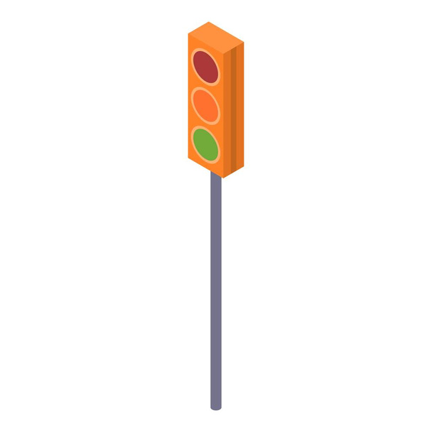 Yellow traffic light icon, isometric style - ベクター画像