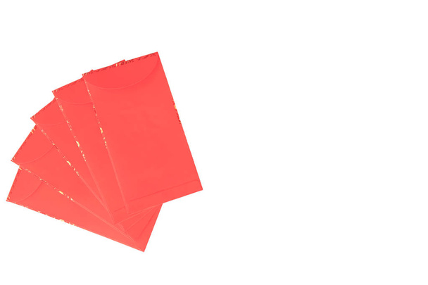 Bonne année chinoise, main tenant enveloppe rouge ou appelé Angpao isolé sur fond blanc
 - Photo, image