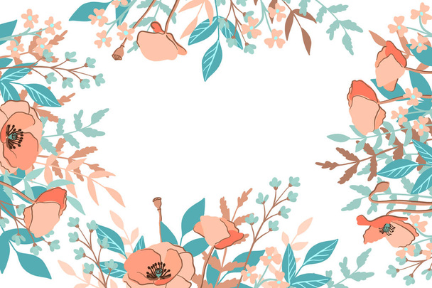 Käsin piirretty kevät typografia juliste söpö värikäs luonnonvaraisia kukkia. Vektorikuvaus 8. maaliskuuta Naisten päivä, äitienpäivä, onnittelukortit, hääkutsut. Kehys myytävänä banneri, web design
. - Vektori, kuva
